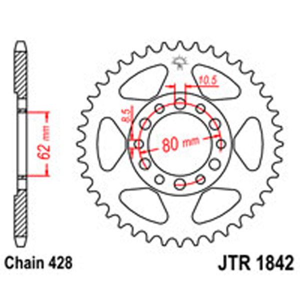JT JT Rear Sprockets R/W 1842-55 YAM (842)